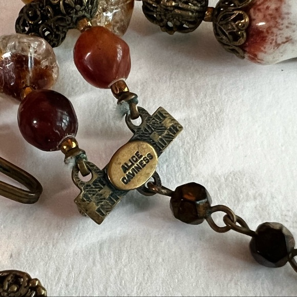 ALICE CAVINESS Vintage Designer Double Strand Glass Bead Necklace Earthy Rich - Picture 5 of 9